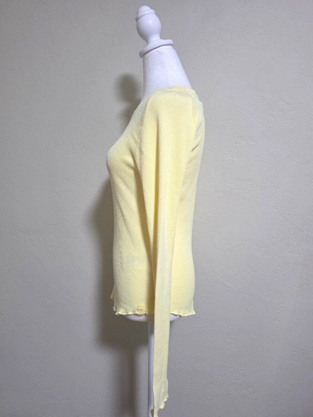 We The Free Easy Does It Tender Yellow Long Sleeve Tee, M, NWOT Boho Waffle Knit - Picture 6 of 16